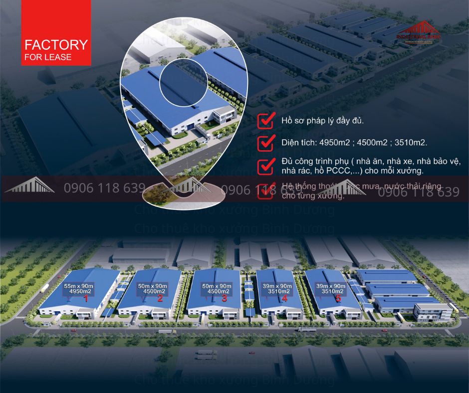 Cho thuê nhà xưởng KCN Tân Uyên