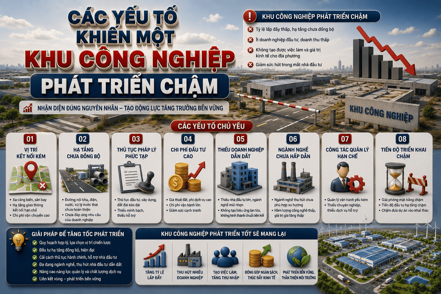 các yếu tố khiến một khu công nghiệp phát triển chậm