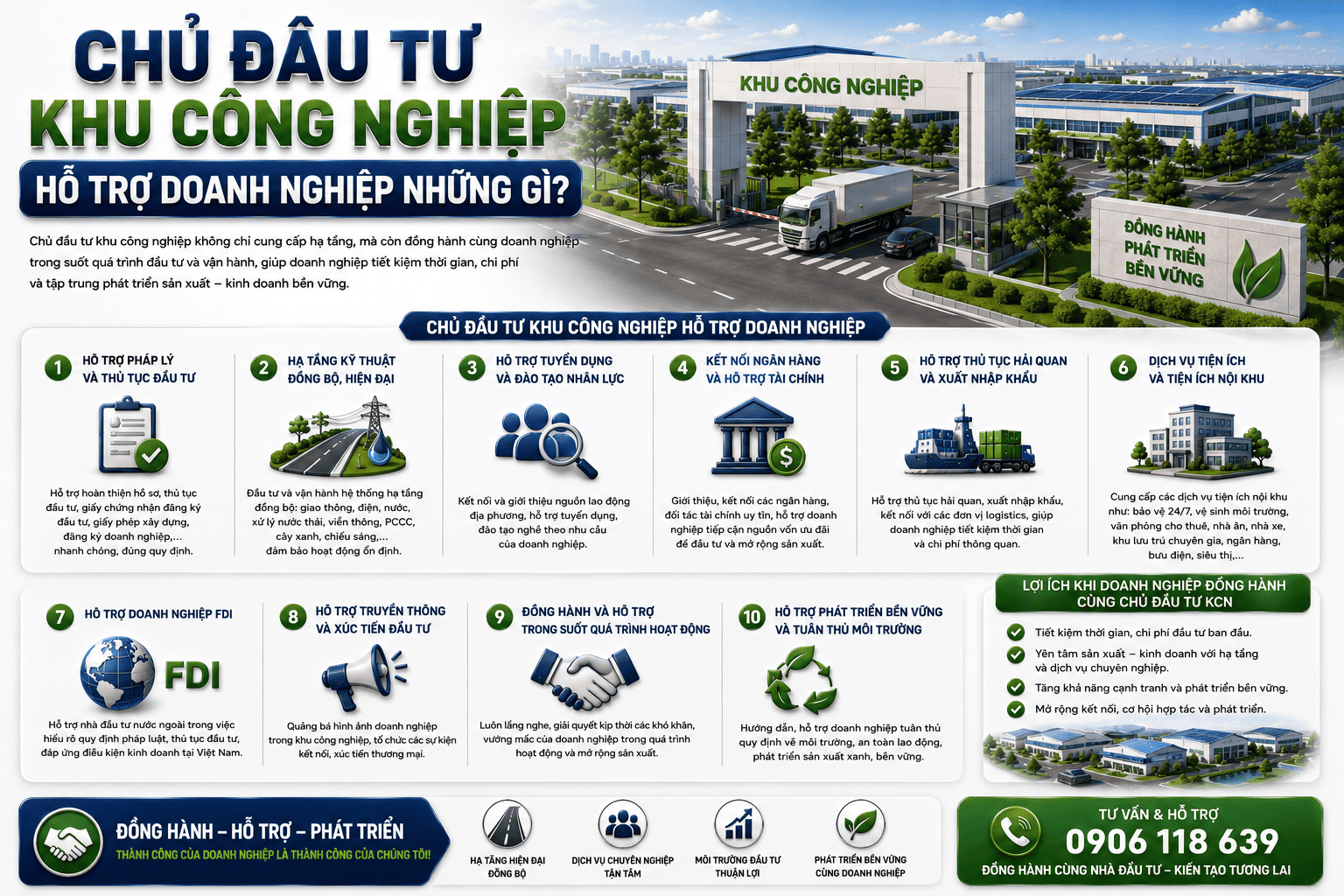 chủ đầu tư khu công nghiệp hỗ trợ doanh nghiệp những gì?