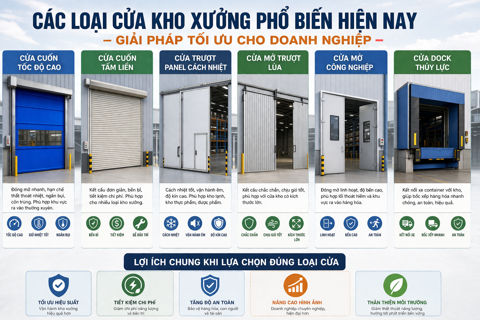 các loại cửa kho xưởng phổ biến hiện nay – giải pháp tối ưu cho doanh nghiệp