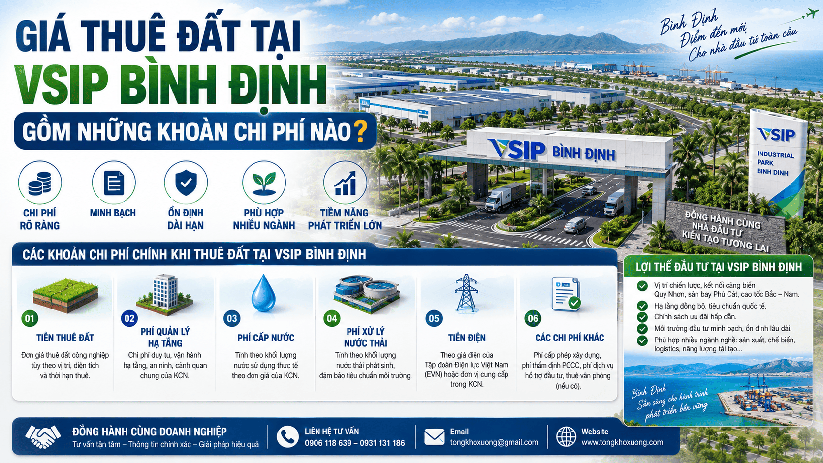 giá thuê đất tại vsip bình định gồm những khoản chi phí nào