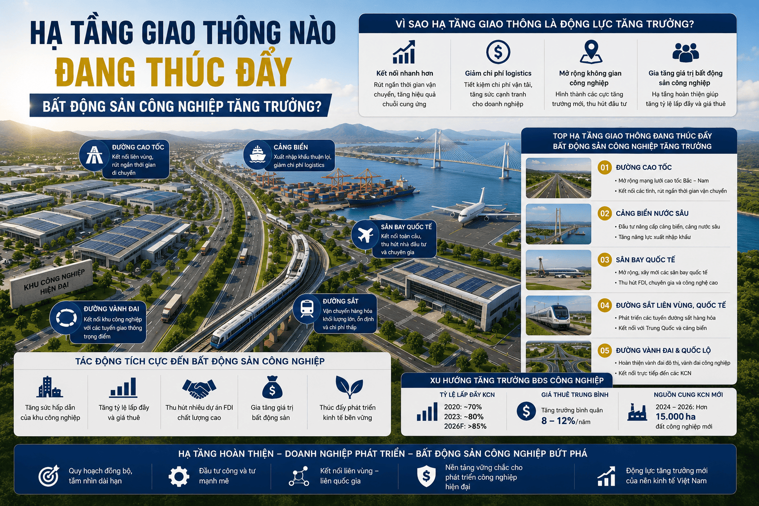hạ tầng giao thông nào đang thúc đẩy bất động sản công nghiệp tăng trưởng?