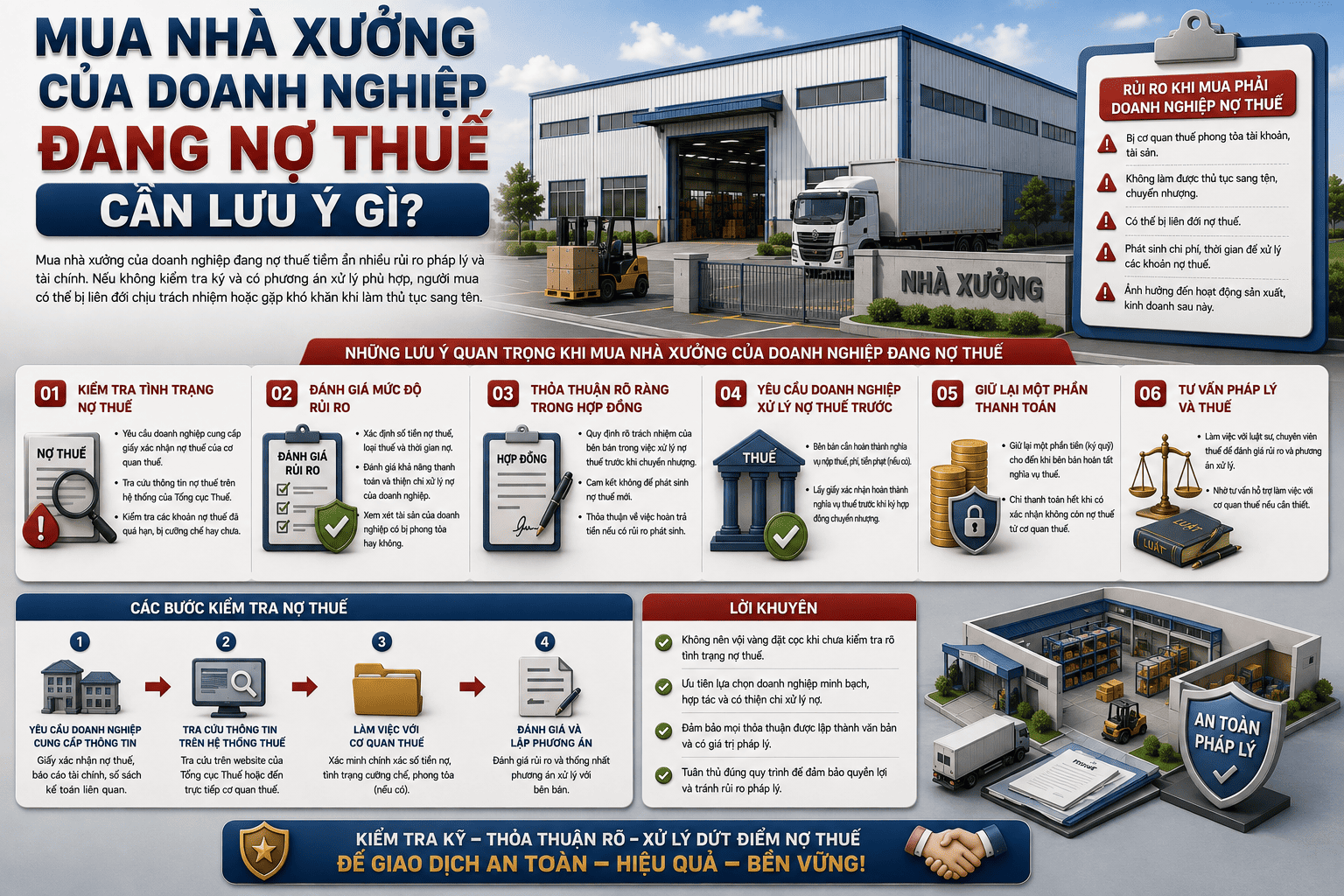 mua nhà xưởng của doanh nghiệp đang nợ thuế cần lưu ý gì