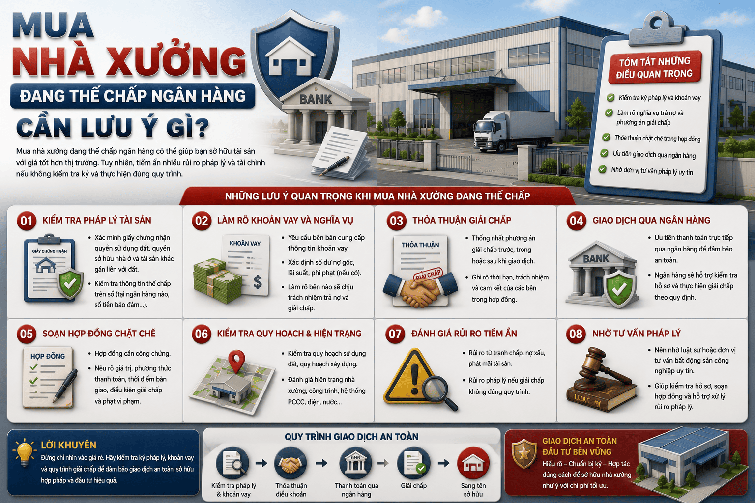 mua nhà xưởng đang thế chấp ngâng hàng cần lưu ý gì