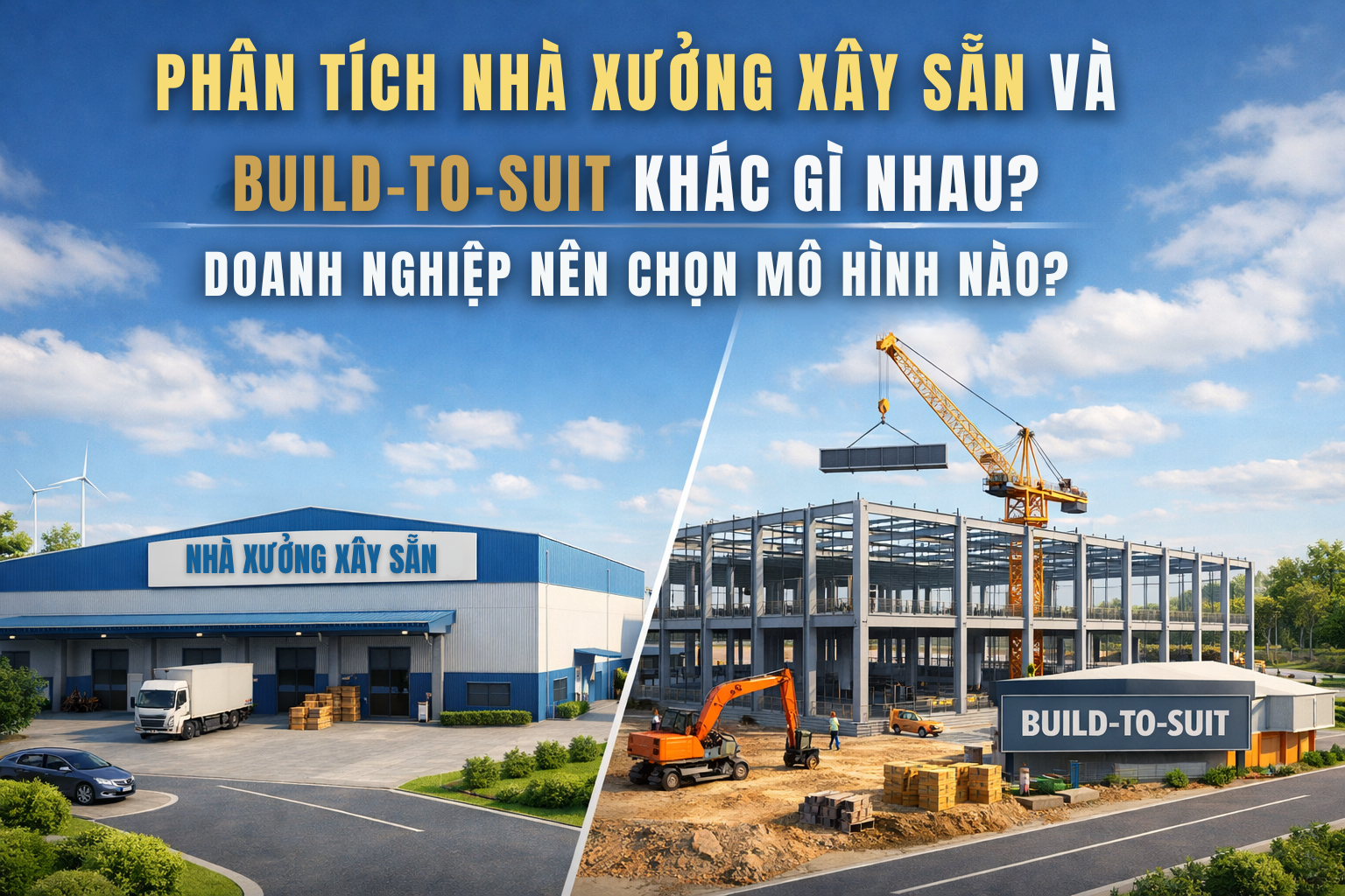 Phân Tích Nhà Xưởng Xây Sẵn Và Build-To-Suit Khác Gì Nhau? Doanh Nghiệp Nên Chọn Mô Hình Nào? 2 phân tích nhà xưởng xây sẵn và build-to-suit khác gì nhau? doanh nghiệp nên chọn mô hình nào?
