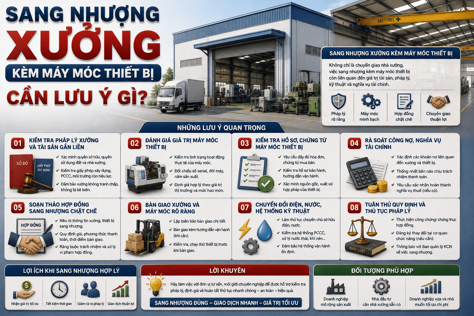 sang nhượng xưởng kèm máy móc thiết bị cần lưu ý gì